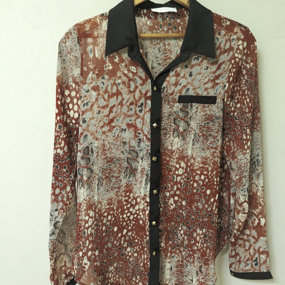 Lush blouse, sheer polyester and barely worn.